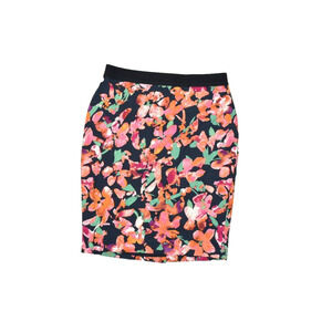 Ann Taylor Women's Floral Pencil Skirt Petite Size 4P Black Pink Orange NWT